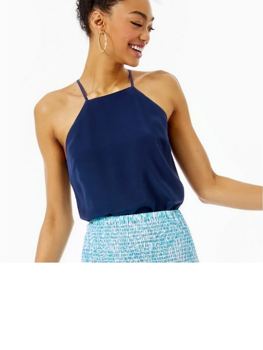 Lilly Pulitzer Rae Silk Top Navy Blue Size Small NWT